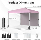 Tangkula 10x10 FT Pop up Canopy with Sidewall, Easy Setup Outdoor Tent with Wheeled Bag, 4 Sandbags, 4 Ropes, 4 Anchors, 8 Stakes, Vented Top, Portable Canopy Tent for Party Event Patio (Pink)
