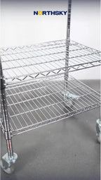 Northsky 3-Shelf Wire Utility Cart on Wheels, Chrome Finish Rolling Metal Shelving with Wheels, 550lb Capacity, 24" x 18" x 44.1", 3 Tier Rolling Cart for Kitchen Bar Storage Use