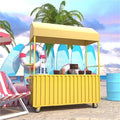 Outdoor Food Vendor Cart with Canopy, Portable Mobile Street Food Stand, Foldable Commercial Vending Trolley Kiosk for Markets and Events(Yellow,55.1in)