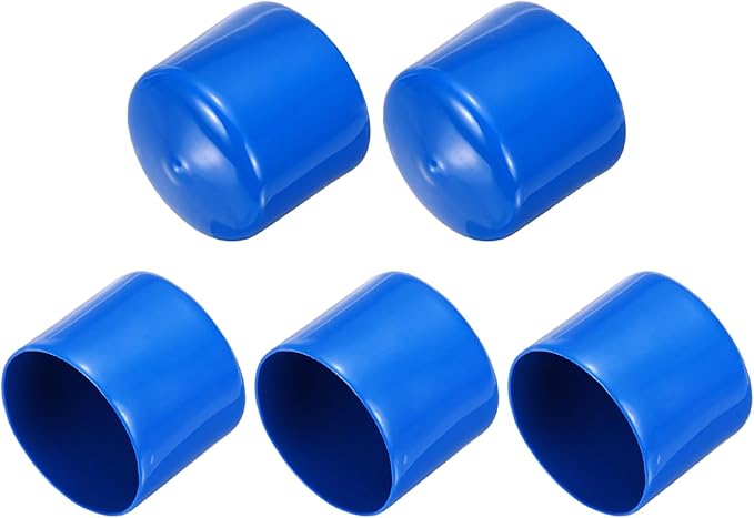 uxcell 5pcs Rubber End Caps 50mm(2 Inch) ID Vinyl PVC Round Tube Bolt Cap Cover Screw Thread Protectors Blue