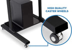 Mount-It! Black Rolling Standing Desk, Adjustable Height up to 54.7", Portable Laptop Podium Desk on Wheels, Mobile Computer Workstation with 4 Shelves, Presentation Cart for Home Office or Classroom