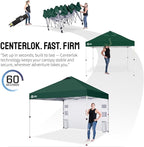 CROWN SHADES Canopy Tent 10x10 Pop Up Canopy Outdoor Shade with Pockets Sidewall, Easy Up Sun Shelter with One Person Set Up Center Lock, Portable Instant Camping Beach Canopy Tents, Forest Green
