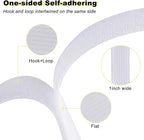 1"x32ft Hook and Loop Straps with 50 Metal Buckles, Adjustable Fastening Cable Straps, Cut-to-Length Cinch Strap, Reusable Nylon Securing Cord Ties for Organizer or Storage, 1 inch Wide, White