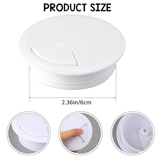 2PCS Cable Grommets 60mm 2-3/8 Inch White Desk Hole Grommet Cord Cable Table Grommet Desk Wire Hole Plug Cover for Cables and Cords Management