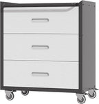 Metal Garage Storage Cabinet with Wheels, Lockable Rolling Tool Cabinet with 3 Drawers, Heavy Duty Mobile Steel Cabinet for Garage Warehouse Workshop