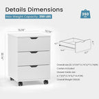 Farini Mobile File Cabinet for Home Office, 3 Drawer Chest Wood, Drawers Unit for Under Desk, Storage Drawers Cabinet White