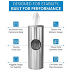 Zoom Wipes Stainless Steel Wipes Dispenser with Built-in Trash Bin – 36" Floor Stand Wipes Holder for Gyms, Offices, Homes – Sanitizing & Disinfecting Station, Commercial Grade & Rustproof.