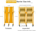 GYMTIME Industrial Expandable Metal Barricade, Safety Barrier with Casters, Flexible Mobile Gate, Adjustable Traffic Fence for Warehouse, Shopping mall, Garden, Yellow and Black, 18 Feet, 47 inch High