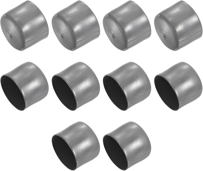 uxcell 10pcs Rubber End Caps 54mm ID Vinyl Round End Cap Cover Screw Thread Protectors Dark Grey