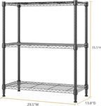 750 lbs 3 Tier Storage Rack Metal Wire Shelving Unit, Storage Standing Shelf Organizer for Laundry Bathroom Kitchen Pantry Closet Garage Basement Utility Room, Black 13.8" D x 29.5" W x 35.5" H