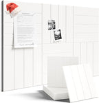 Felt Bulletin Board Tiles Large 36" x 24"Cork Board Alternative-6 Pack with 40 Adhesive Tabs, Thick Slat Wall Panels for Office Decor, Push Pin Board Wall Organizer Alternative - Milky White