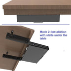 Under Desk Mounted Slide out Drawer, W 13.4" x D 9.3" Storage Organizer with Cable Management for Office & Standing Desks with High Crossbar, Metal, Black (Medium)