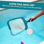 POOLWHALE Professional Pool Skimmer Net,Fine Mesh Net Bag,Heavy Duty Swimming Leaf Skimmer Cleaning Tool - Fast Cleaning,Debris Pickup Removal- Fits Standard Swimming Pool Poles(No Pole)