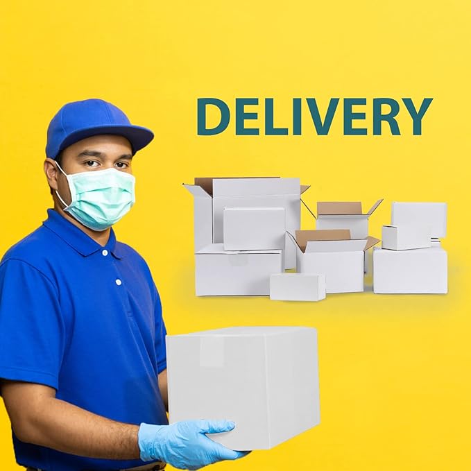 Calenzana 8x8x4 Shipping Boxes Set of 40, White Corrugated Cardboard Box for Mailing Packing Gifts Small Business