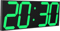 LED Large Digital Wall Clock, Oversize Wall Clock with 6” Numbers, Remote Control Count up/Countdown Timer Clock, Auto Dimmer, Big Calendar and Thermometer(Green)