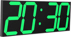 LED Large Digital Wall Clock, Oversize Wall Clock with 6” Numbers, Remote Control Count up/Countdown Timer Clock, Auto Dimmer, Big Calendar and Thermometer(Green)