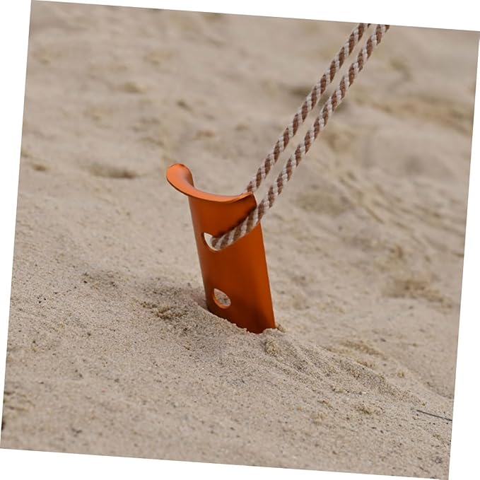 4Pcs Aluminum Tent Stakes Orange Lightweight Ground Pegs for Camping Beach Sand Snow Outdoor Tent Ground Anchors