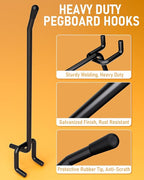 INCLY 120 Pack 2/4/6 Inch Black Pegboard Hooks, 1/4" Heavy Duty Peg Board Shelving Hooks Accessories, Peg Board Tool Hangers Fit 1/4" Pegboard Hanging Tools Garage, Crafts Organizing, Kitchen, Store
