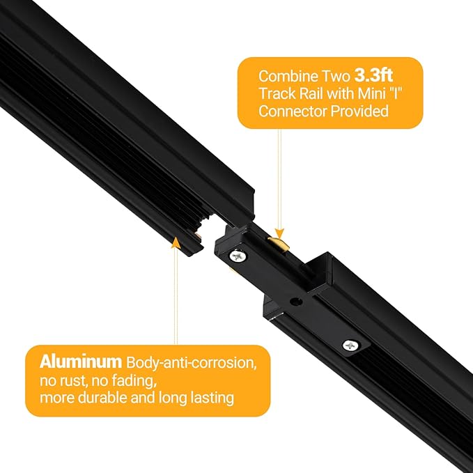 VANoopee 16-Light LED Track Lighting Kit with 13FT H Type Track Rails, Dimmable Track Light Heads Bright Ceiling Spotlight Fixture for Kitchen Accent Art, 3000K Warm White, No Flicker 10W 800lm Black
