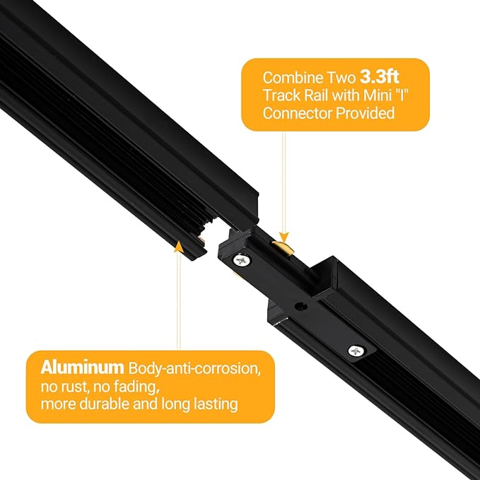 VANoopee 6-Light LED Track Lighting Kit with 6.6FT H Type Track Rails, Dimmable Track Light Heads Bright Ceiling Spotlight Fixture for Kitchen Accent Art, 3000K Warm White, No Flicker 10W 800lm Black