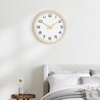AKCISOT Wall Clock 12 Inch,Boho Office Wall Clocks Battery Operated Non Ticking,Silent Modern Clock Decorative for Kitchen,Bedroom,Living Room,Classroom(Wood Grain)