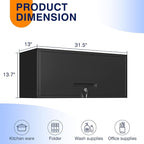 Yizosh Metal Garage Cabinet with Doors, Wall Mounted Storage Cabinet, Floating Tool Cabinet for Basement, Kitchen, Warehouse (Black, 13.7" H)
