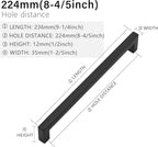 Cabinet Pulls Matte Black Cabinet Handles Square Drawer Pulls, 2 Pack 8-4/5 Inch Stainless Steel Kitchen Door Cupboard Cabinet Handles, Drawer Hardware Handles, 224mm Hole Centers