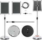 Poster Stand Holder Adjustable Pedestal Floor Standing Sign Holder Vertical and Horizontal View Sign Display, Aluminum Snap Open Frame with Safety Corner (Sliver-8.5x11)