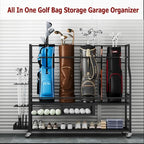 PeakPursuit Golf Bag Organizer and Storage Rack Stand Holder Fits Golf Club Bags and Multiple Golfing Equipment Accessories, Storage Rack with Drawers and Wheels for Indoor/Outdoor Garage, Clubs
