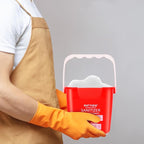 Matthew Detergent and Sanitizing Cleaning Bucket 3 Quart Plastic Pail,Set of 6 Square Containers,Built-in Spout w/Handle,Wash Rinse Sanitize Handwash Bucket for Home Office Commercial (Red&Green)