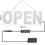 LED Open Sign for Business, 30"x10" Dimmable Brightness Large Electric Light Up Sign, Hanging Installation for Store, Bar, Pub, Hotel, Restaurant, Salon, Red and Blue