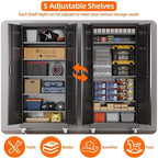 Aobabo Garage Storage Cabinet with Door Pegboard,Lockable Metal Storage Cabinet with 5 Adjustable Shelves for Garage Home,Required Assembly,Black