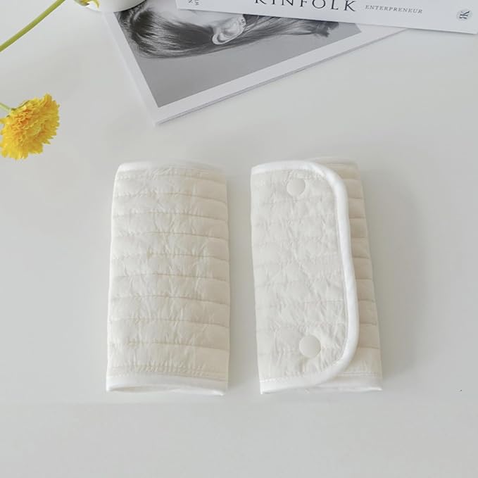 NUEAYMS Pushchair Bar Cover Cotton Cloth Baby Pushchair Stroller Fabric Handle Sleeve Bar Gloves Cover Handrail Cover Stroller Handle Protector Cover Bar Protector, White