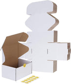 RLAVBL 10 Pack 6x4x3 Small Shipping Boxes, White Corrugated Cardboard Box for Packing, Mailing, Business