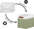 DULLEMELO Extra Large Storage Baskets, 17"x12"x15" Fabric Storage Bins for Organizing Shelves Nursery Toys Books, Collapsible Storage Baskets Rectangular Canvas Bins with Handles, White&Green, 2-Pack