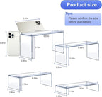 Acrylic Risers 8 Pcs – Clear Rectangular Display for Perfume Organizer, Figures, Jewelry, Dessert Table & Cupcake, 4 Sizes (7", 8", 9")