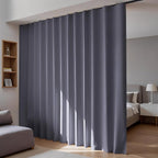 Room Divider Blackout Curtains Flexible Sliding Tracks Sets Ceiling Mounted Rod Window Curtain Privacy Separation for Bedroom Living Rooms,1 Panel Grey Drape and Black Track Set-W144xH84 in
