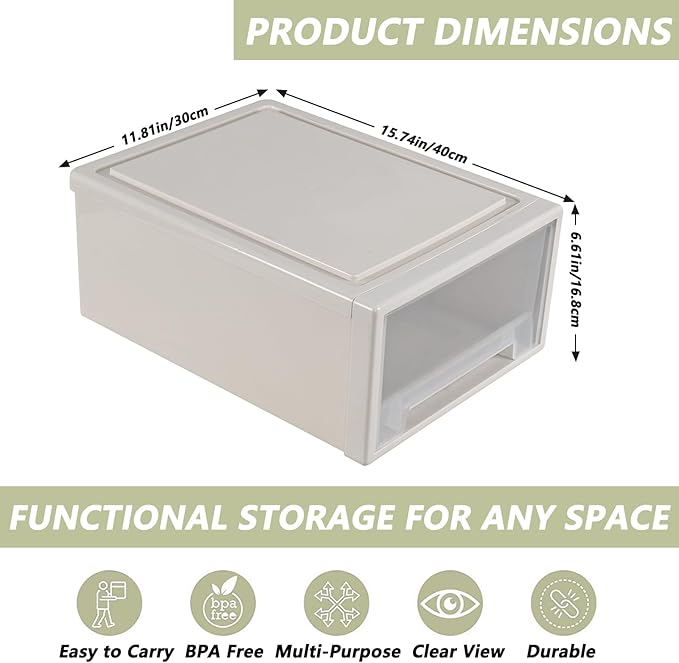 18 Qt. Plastic Desktop Organizer with Clear Drawers, 4-Pack, Stacking Drawers Unit for Closet, Office, Bathroom
