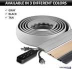 Kable Kontrol Floor Cord Cover kit - 6 Feet Long Gray Plastic Cable Protector, Hides Cords and Conceals Wires, for Extension Cord Cable Management, Channel Size 0.75” W x 0.43” H