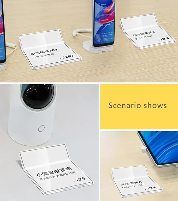Acrylic Sign Holder Price Tag Displays Table Top Sign Stand (B：150*200mm/5.9*7.87 inches)
