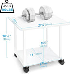 MARTY 22"x15.75" Large Under Desk Printer Stand with Storage Shelf 2-Tier Rolling Printer Cart with Wheels Printer Table for Home Office Heavy Duty Storage Rack for Scanner Fax Machine, White