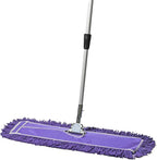 24 Inch Purple Commercial Dust Mop & Floor Sweeper with Extendable Handle – Mop for Hardwood, Tile, and Concrete Floor Cleaning