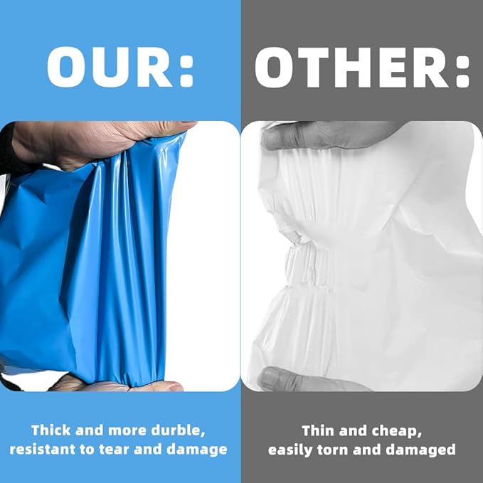 POLYSELLS 1000 pcs 6x9 Inches Blue Poly Mailers Shipping Envelopes, Strong Adhesive Sealing, Waterproof, and Tear-resistant Postal Mailing Bags for Clothing, Books, and Accessories