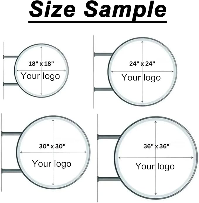 Custom Advertising Lightbox Logo Sign - Personalized Double/Single Sided LED Lighting Round Business Logo for Shop Shows, Salon, Cafes, Bar & Restaurant Sign, Waterproof, Indoor Outdoor Decor