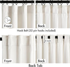 MIULEE Velvet Curtains 63 Inches Long 2 Panels Set for Living Room Bedroom, Cream Pinch Pleat Back Tab Luxury Thermal Insulated Light Blocking Drapes Pleated Blackout Window Curtains with Hooks Ivory