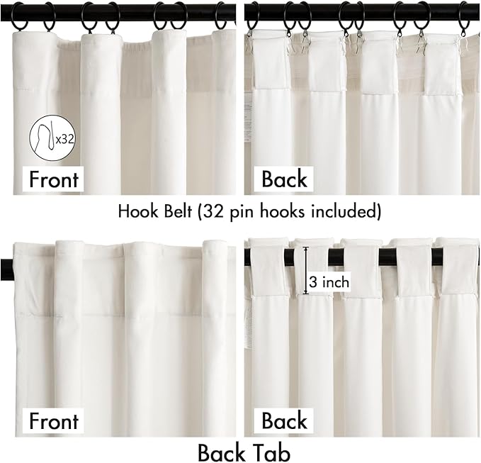 MIULEE Velvet Curtains 84 Inches Long 2 Panels Set for Living Room Bedroom, Cream Pinch Pleat Back Tab Luxury Thermal Insulated Light Blocking Drapes Pleated Blackout Window Curtains with Hooks Ivory