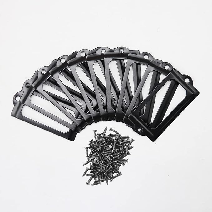 32pcs Black Metal Label Holders Office Library File Drawer Cabinet Card Tag Label Holder Metal Frame 70mm x 33mm