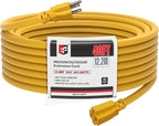 EP 40 Ft Outdoor Extension Cord, 12/3 SJTW Heavy Duty Extension Cable with 3 Prong Grounded Plug, 15 AMP Power Cord for Lawn, Garden, Appliances, Yellow