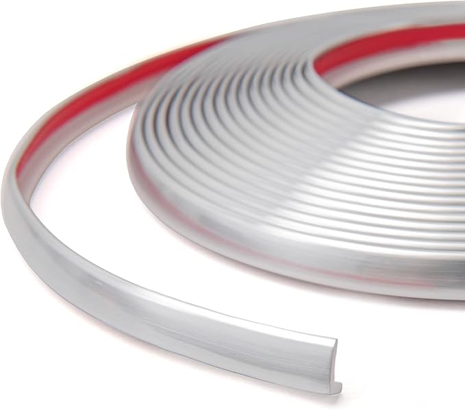 Art3d 20ft Outside Vinyl Corner Trim Peel and Stick for Tile and Wall Edges, Furniture Decoration Glittery Silver
