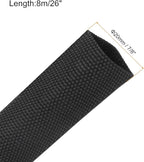 MECCANIXITY Braided Cable Sleeves Heat Shrinkable Fabric Sleeving, 7/8" 26ft Black 2:1 Ratio Heat Shrinkable Cord Protector for Harness Cable, Network Cable Protection, Cable Management
